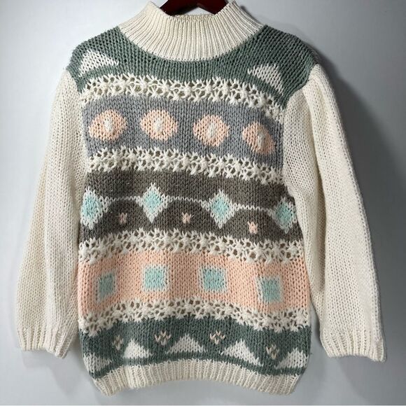 #51 Vintage Jamie Scott hand knitted oversized grandma sweater size medium - Picture 1 of 11